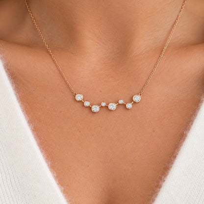 14K Rose Gold Graduated Bezel-Set Natural Diamond Necklace – 0.40 CTW