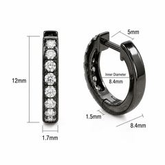 Natural Diamond 12mm Huggie Hoop Earrings | 14K or 18K Solid Gold | G/VS Diamonds