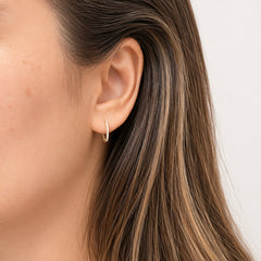 14mm Natural Diamond Inside-Out Huggie Hoop Earrings | Solid 18K Gold