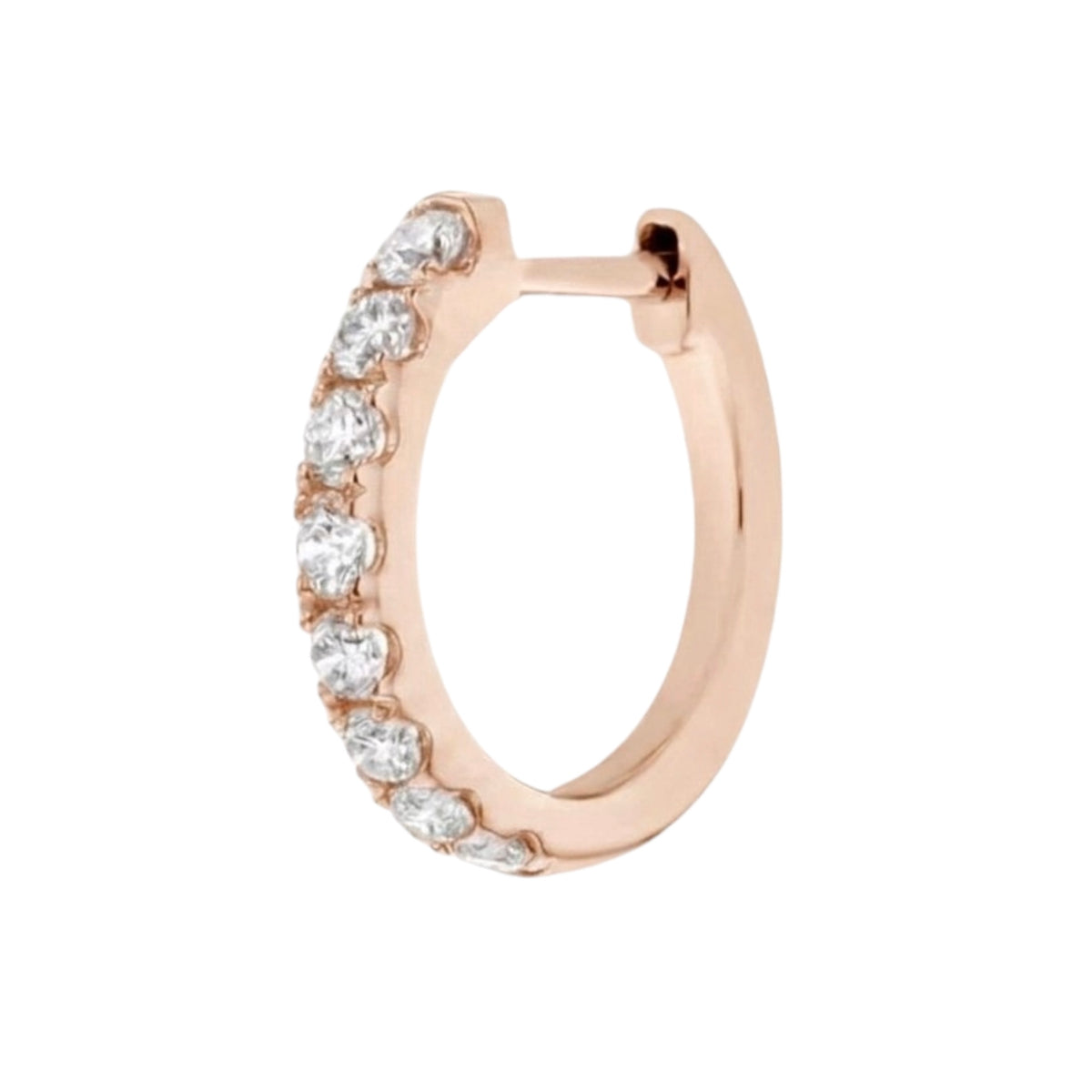 Natural Diamond 12mm Huggie Hoop Earrings | 14K or 18K Solid Gold | G/VS Diamonds