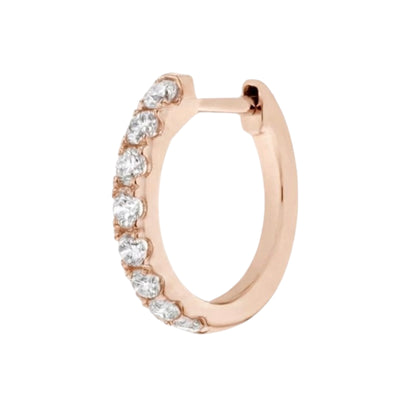 Natural Diamond 12mm Huggie Hoop Earrings | 14K or 18K Solid Gold | G/VS Diamonds
