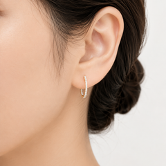 14mm Natural Diamond Inside-Out Huggie Hoop Earrings | Solid 18K Gold
