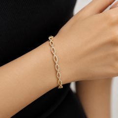 18K White Gold Interlocking Infinity Diamond Bangle Bracelet (Natural
Diamonds)