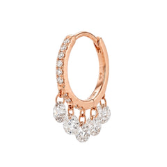 12mm Natural Diamond Floating Dangle Huggie Earrings | Solid 18K Gold
