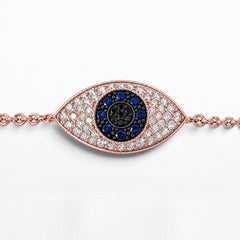 Solid 18K Rose Gold Mini Domed Evil Eye Bracelet