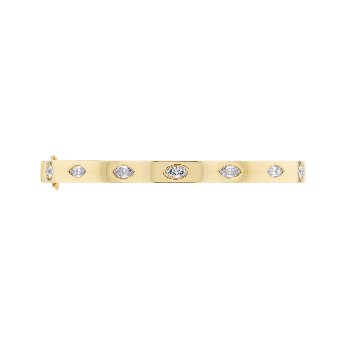 18K Gold Marquise Diamond Flush-Set Hinge Bangle (1.21 ct TW)