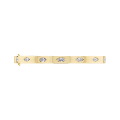 18K Gold Marquise Diamond Flush-Set Hinge Bangle (1.21 ct TW)