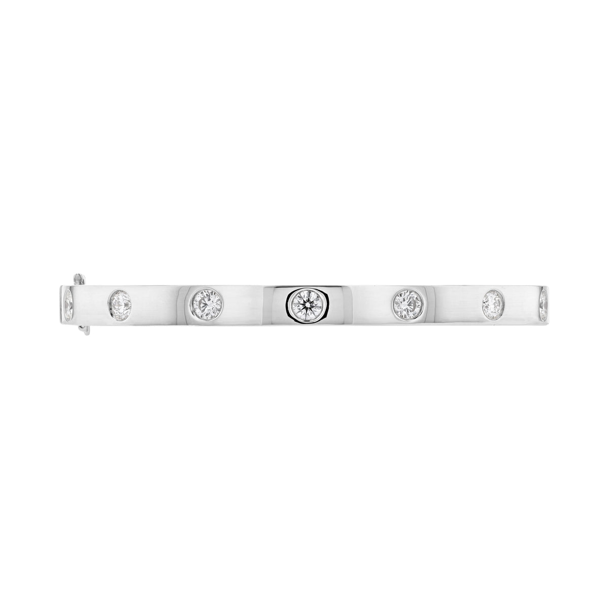 18K Gold Natural Round Brilliant Diamond Flush-Set Hinge Bangle (1.30ct TW)