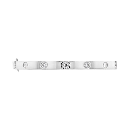 18K Gold Natural Round Brilliant Diamond Flush-Set Hinge Bangle (1.30ct TW)