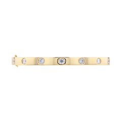 18K Gold Natural Round Brilliant Diamond Flush-Set Hinge Bangle (1.30ct TW)