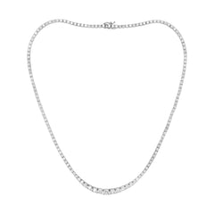 8.78 Carat Graduated Natural Diamond Tennis Necklace in 18K White Gold