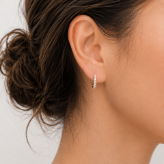 Graduated Natural Diamond Huggie Hoop Earrings | 14K & 18K Gold | 15mm 0.40 CTW