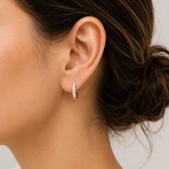 Graduated Natural Diamond Huggie Hoop Earrings | 14K & 18K Gold | 15mm 0.40 CTW