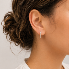 Graduated Natural Diamond Huggie Hoop Earrings | 14K & 18K Gold | 15mm 0.40 CTW