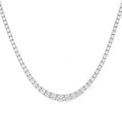 8.78 Carat Graduated Natural Diamond Tennis Necklace in 18K White Gold