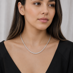 8.78 Carat Graduated Natural Diamond Tennis Necklace in 18K White Gold