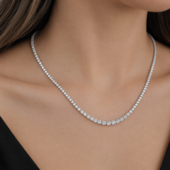 8.78 Carat Graduated Natural Diamond Tennis Necklace in 18K White Gold