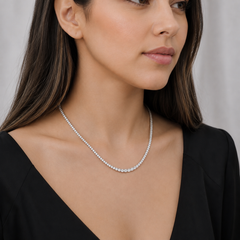 8.78 Carat Graduated Natural Diamond Tennis Necklace in 18K White Gold