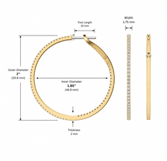 2-Inch Large Natural Diamond Inside-Out Hoop Earrings in 18K Yellow Gold