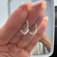 12mm Natural Diamond Floating Dangle Huggie Earrings | Solid 18K Gold