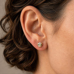 14K Gold Pavé Diamond Panther Stud Earrings