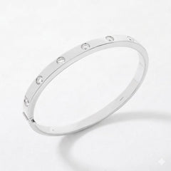 18K Gold Natural Round Brilliant Diamond Flush-Set Hinge Bangle (1.30ct TW)