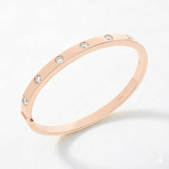 18K Gold Natural Round Brilliant Diamond Flush-Set Hinge Bangle (1.30ct TW)