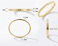 18K Gold Natural Round Brilliant Diamond Flush-Set Hinge Bangle (1.30ct TW)