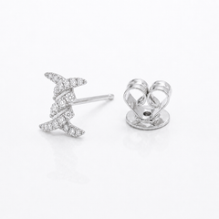 14K Gold Cable Twist "X" Diamond Stud Earrings (0.15 ctw)