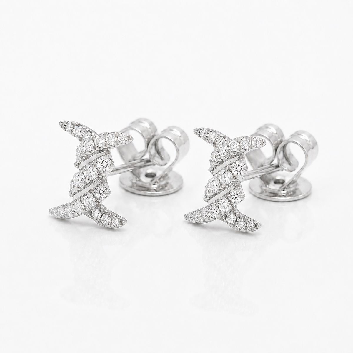 14K Gold Cable Twist "X" Diamond Stud Earrings (0.15 ctw)