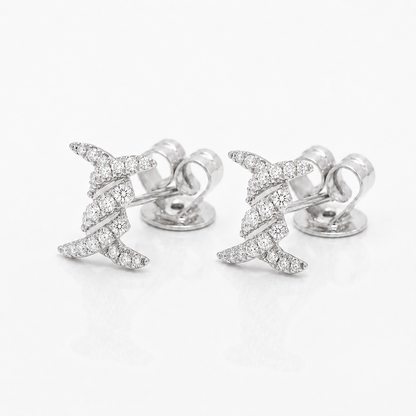 14K Gold Cable Twist "X" Diamond Stud Earrings (0.15 ctw)