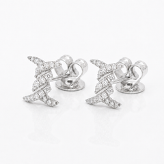 14K Gold Cable Twist "X" Diamond Stud Earrings (0.15 ctw)