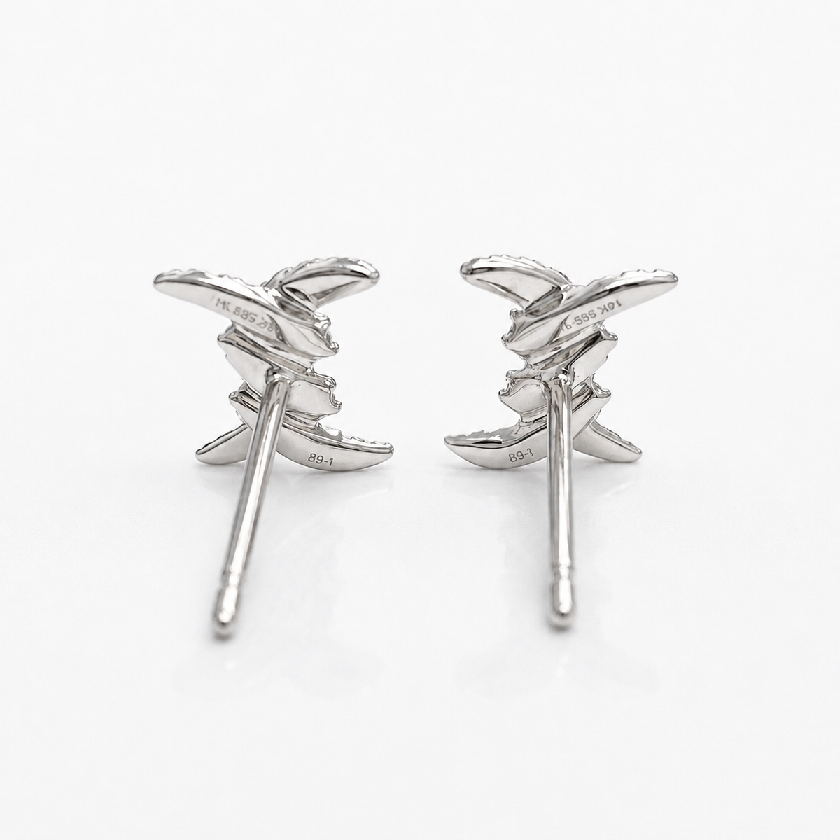 14K Gold Cable Twist "X" Diamond Stud Earrings (0.15 ctw)