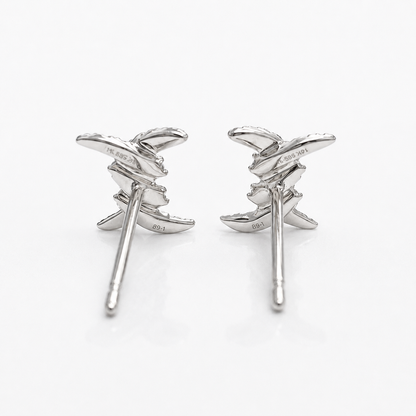 14K Gold Cable Twist "X" Diamond Stud Earrings (0.15 ctw)
