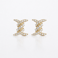 14K Gold Cable Twist "X" Diamond Stud Earrings (0.15 ctw)