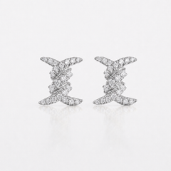 14K Gold Cable Twist "X" Diamond Stud Earrings (0.15 ctw)