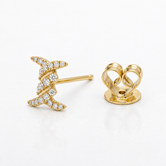 14K Gold Cable Twist "X" Diamond Stud Earrings (0.15 ctw)