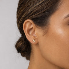 14K Gold Cable Twist "X" Diamond Stud Earrings (0.15 ctw)