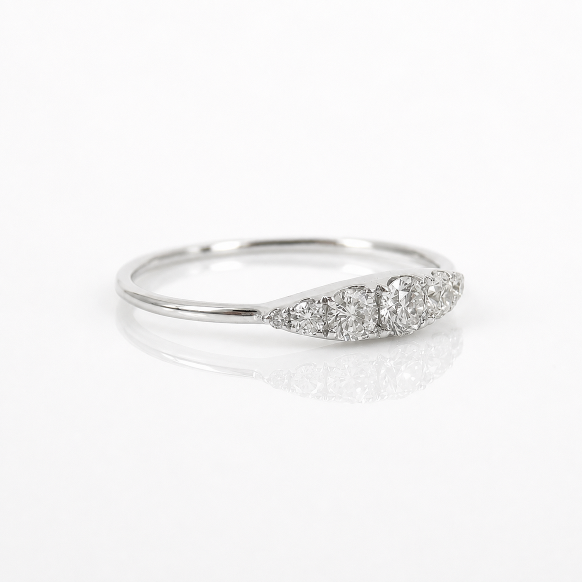 The Arc Diamond Ring | Solid 14K or 18K Gold Scalloped Band