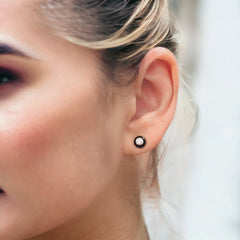 14K Yellow Gold Black Enamel Diamond Studs