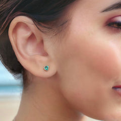 14K Yellow Gold Heart shaped Emerald Studs