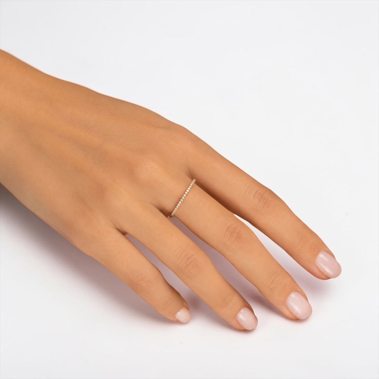 1.3mm White Gold Micro Pavé Diamond Eternity Band (14K & 18K)