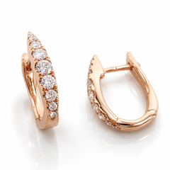 15mm Graduated Natural Diamond Huggie Hoops – Rose Gold | 0.40CTW