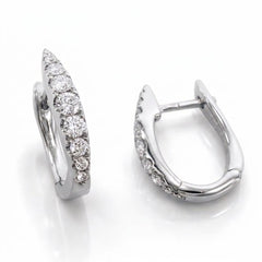 15mm Graduated Natural Diamond Huggie Hoops – White Gold