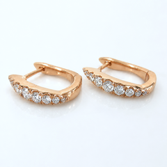 15mm Graduated Natural Diamond Huggie Hoops – Rose Gold | 0.40CTW