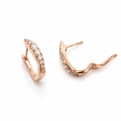 15mm Graduated Natural Diamond Huggie Hoops – Rose Gold | 0.40CTW