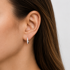 15mm Graduated Natural Diamond Huggie Hoops – White Gold