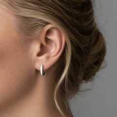 Graduated Natural Diamond Huggie Hoop Earrings | 14K & 18K Gold | 15mm 0.40 CTW