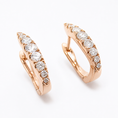 15mm Graduated Natural Diamond Huggie Hoops – Rose Gold | 0.40CTW