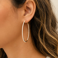 2-Inch Large Natural Diamond Inside-Out Hoop Earrings in 18K Yellow Gold